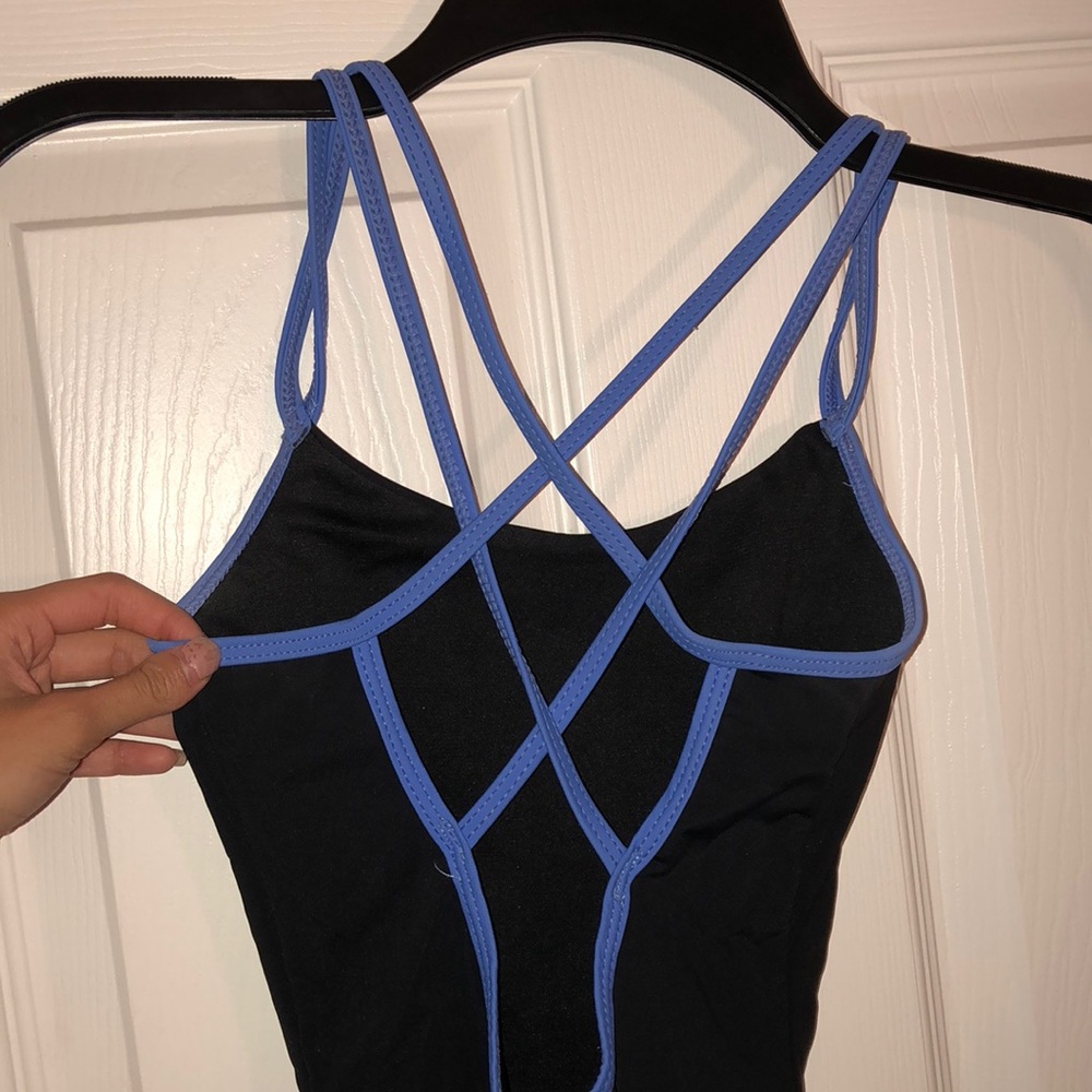 Strappy Royal Blue and Black Leotard